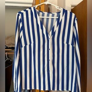 🍁3 for $15🍁 Shein Blue and White Stripped Blouse